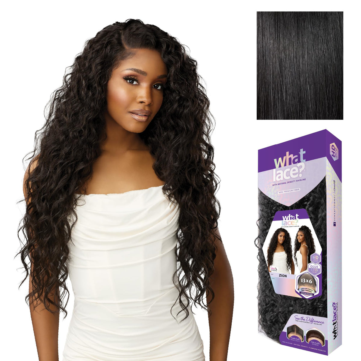 Sensationnel What Lace 13x6 Wig-Zion Jet Black front view