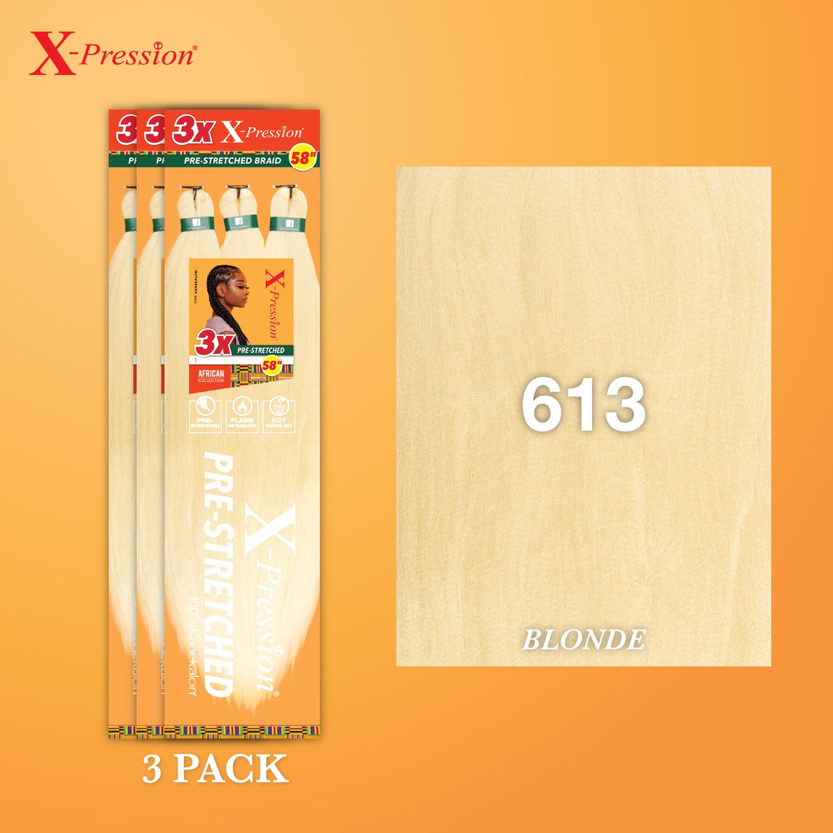 Sensationnel X-Pression 3X 58in Braids 613 Blonde packaging