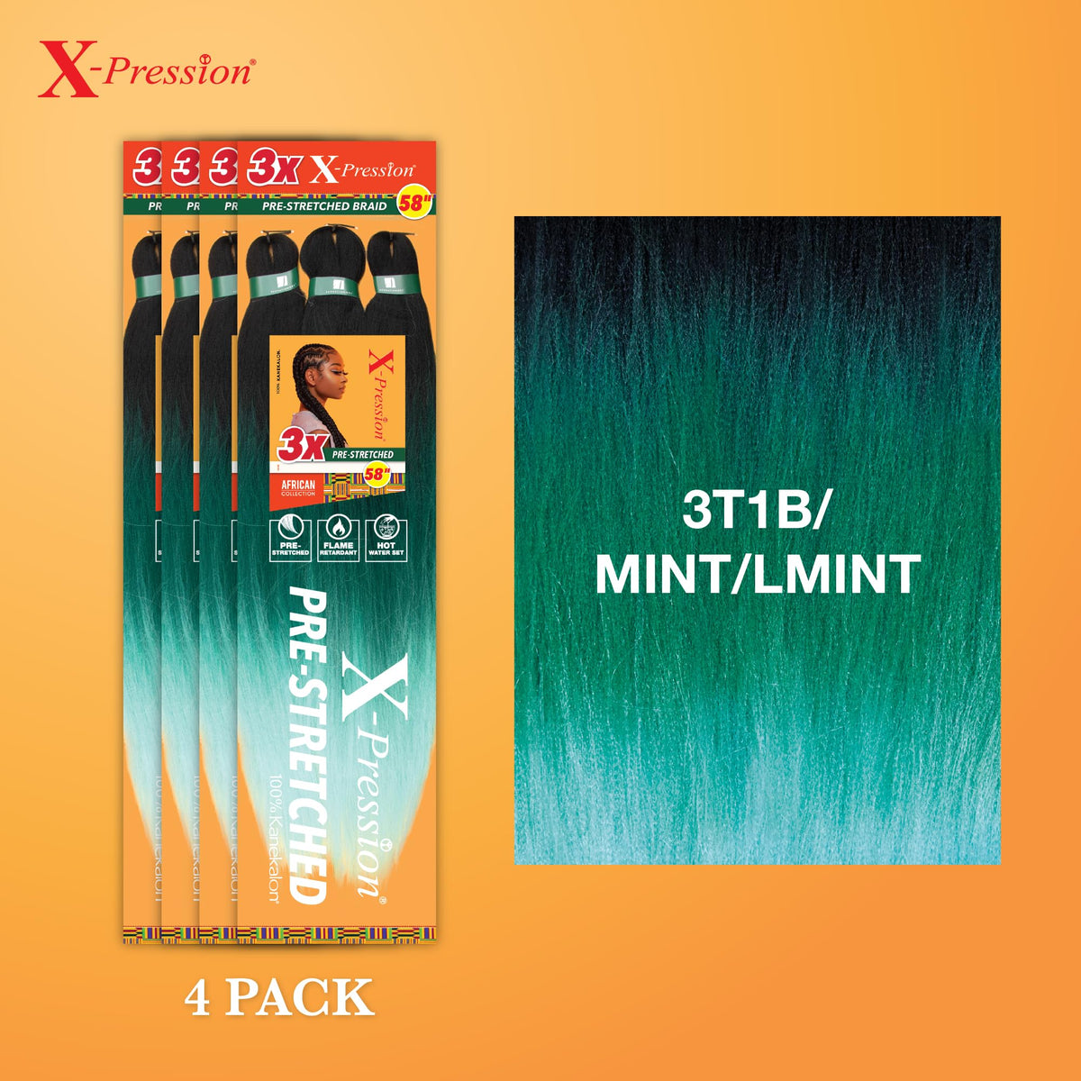 Sensationnel X-Pression 58in braids back view in Mint
