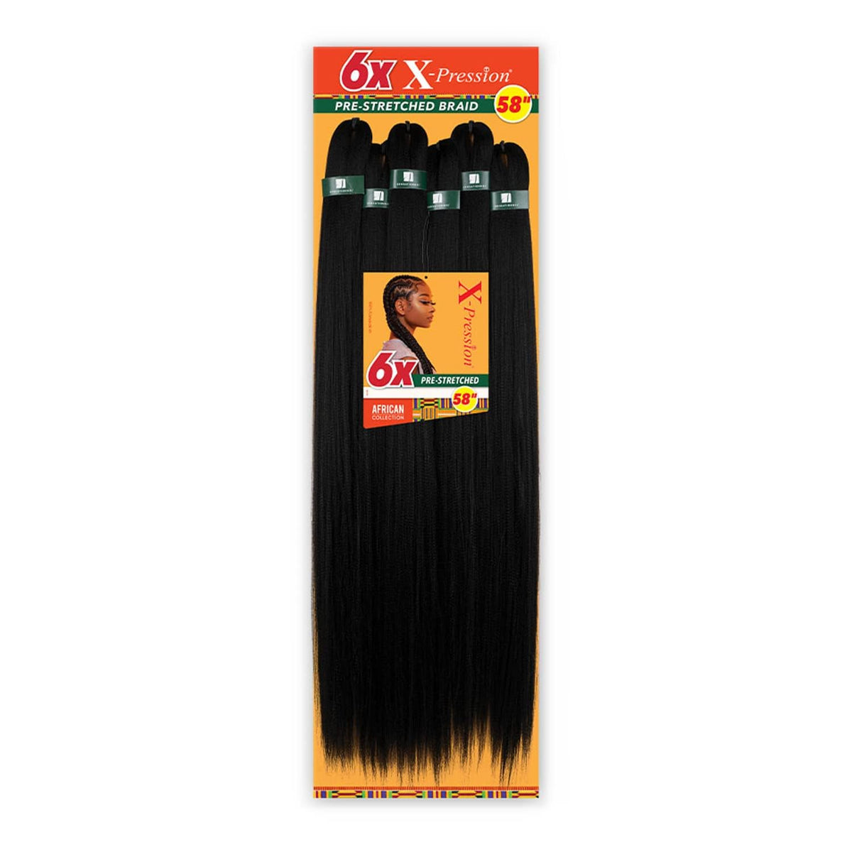 Sensationnel X-Pression 58in braids in 1B Off Black front view