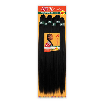 Sensationnel X-Pression 58in braids in 1B Off Black front view