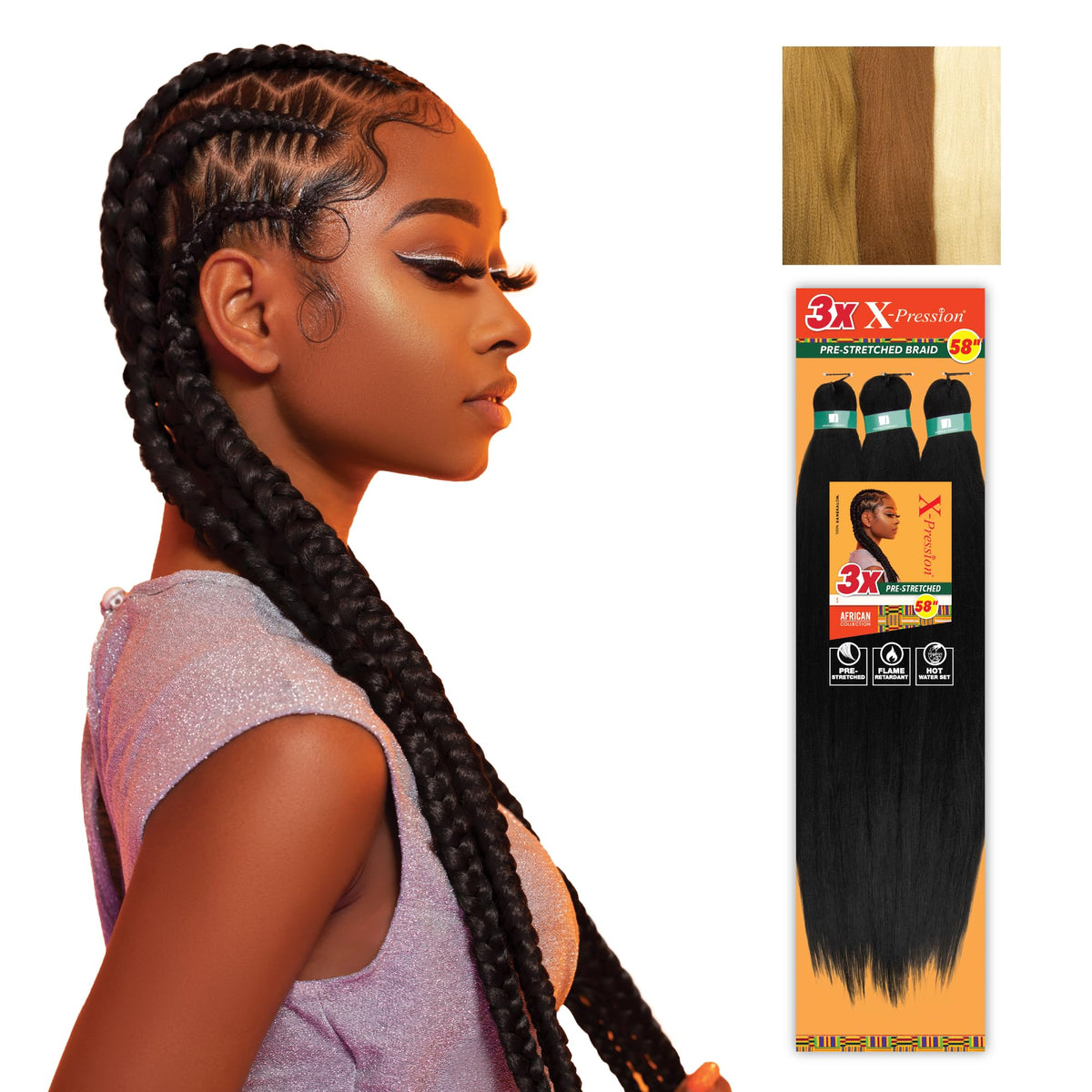 Sensationnel X-Pression 58in braids in colour 27/30/613 front view