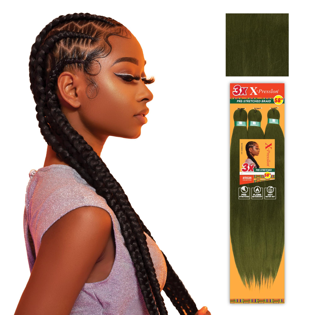 Sensationnel X-Pression Braiding Hair 58in front view