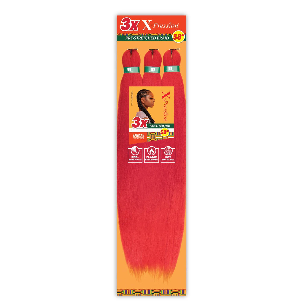 Sensationnel X-Pression Braiding Hair 58in in vibrant red front view