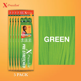 Sensationnel X-Pression braiding hair green 58in close-up of texture
