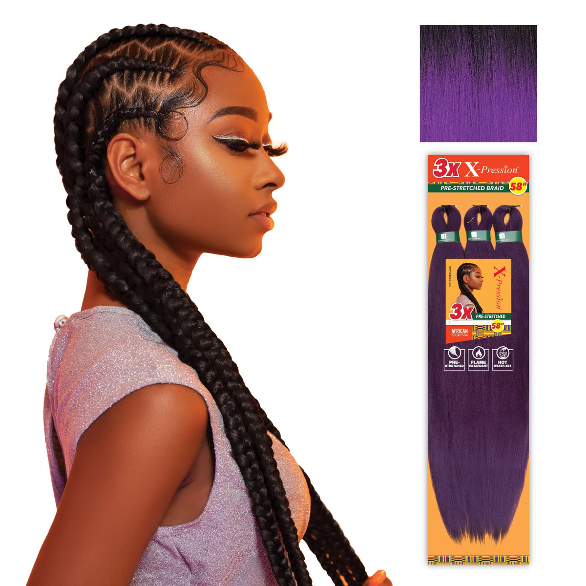 Sensationnel X-Pression Braids 3X 58in T1B/PUR packaging