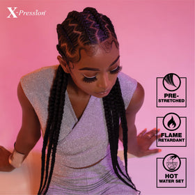 Sensationnel X-Pression Braids 58in displayed with hair accessories
