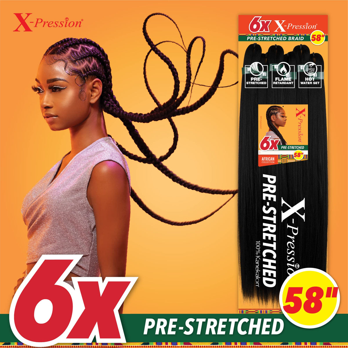 Sensationnel X-Pression braids styled in box braids