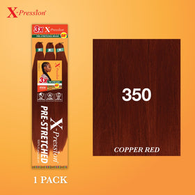 Sensationnel X-Pression Pre-Stretched Braids 350 Copper Red texture close-up