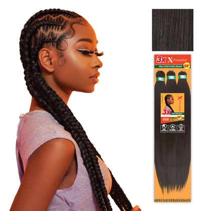 Sensationnel X-Pression Pre-Stretched Braids 58in Dark Brown front view