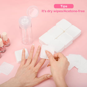 Seonggong Lint Free Nail Wipes and pump dispenser on a vanity