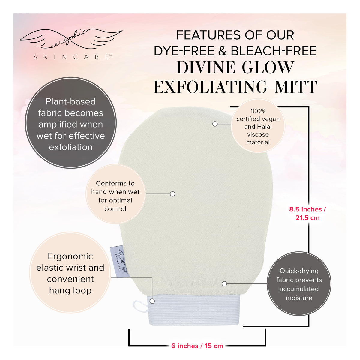 SERAPHIC SKINCARE Divine Glow Exfoliating Mitt in use