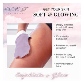 SERAPHIC SKINCARE Lavender Exfoliating Mitt hanging loop detail