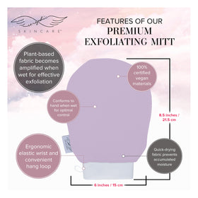 SERAPHIC SKINCARE Lavender Exfoliating Mitt in use during shower