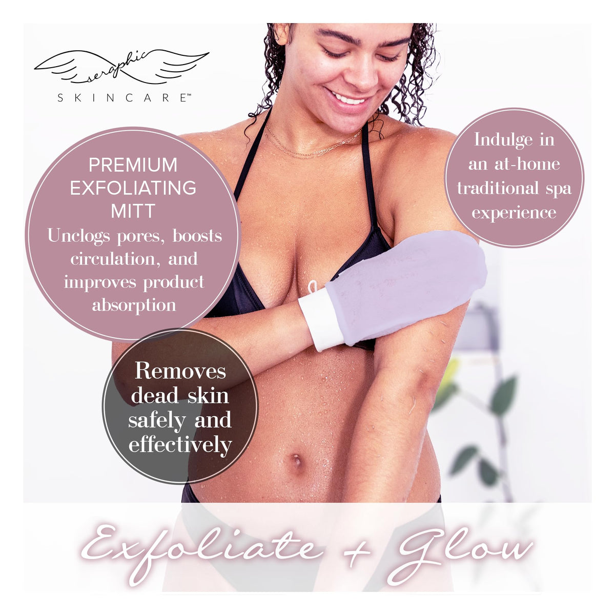 SERAPHIC SKINCARE Lavender Exfoliating Mitt packaging details