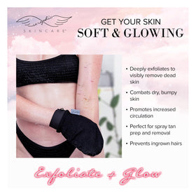 SERAPHIC SKINCARE Original Premium Exfoliating Mitt hanging for drying