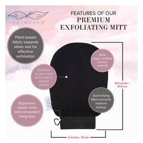 SERAPHIC SKINCARE Original Premium Exfoliating Mitt in use during shower