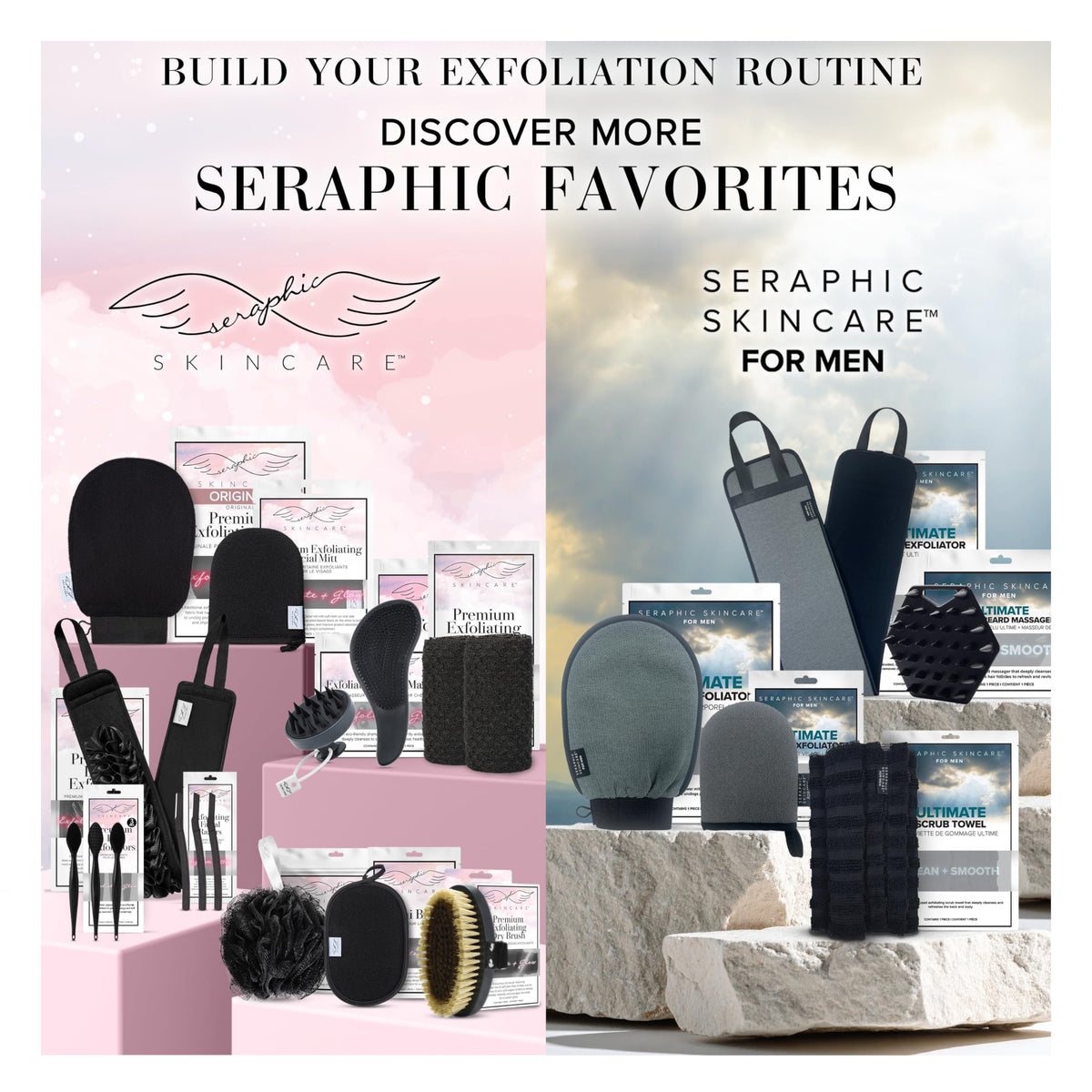 SERAPHIC SKINCARE Ultimate Exfoliating Mitt with step-by-step instructions