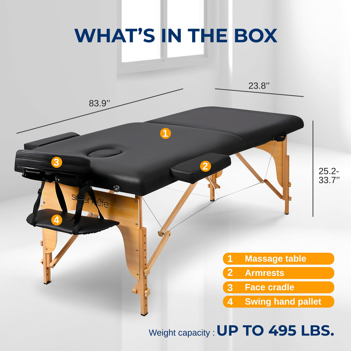SereneLife Portable Massage Table showing non-slip foot pads