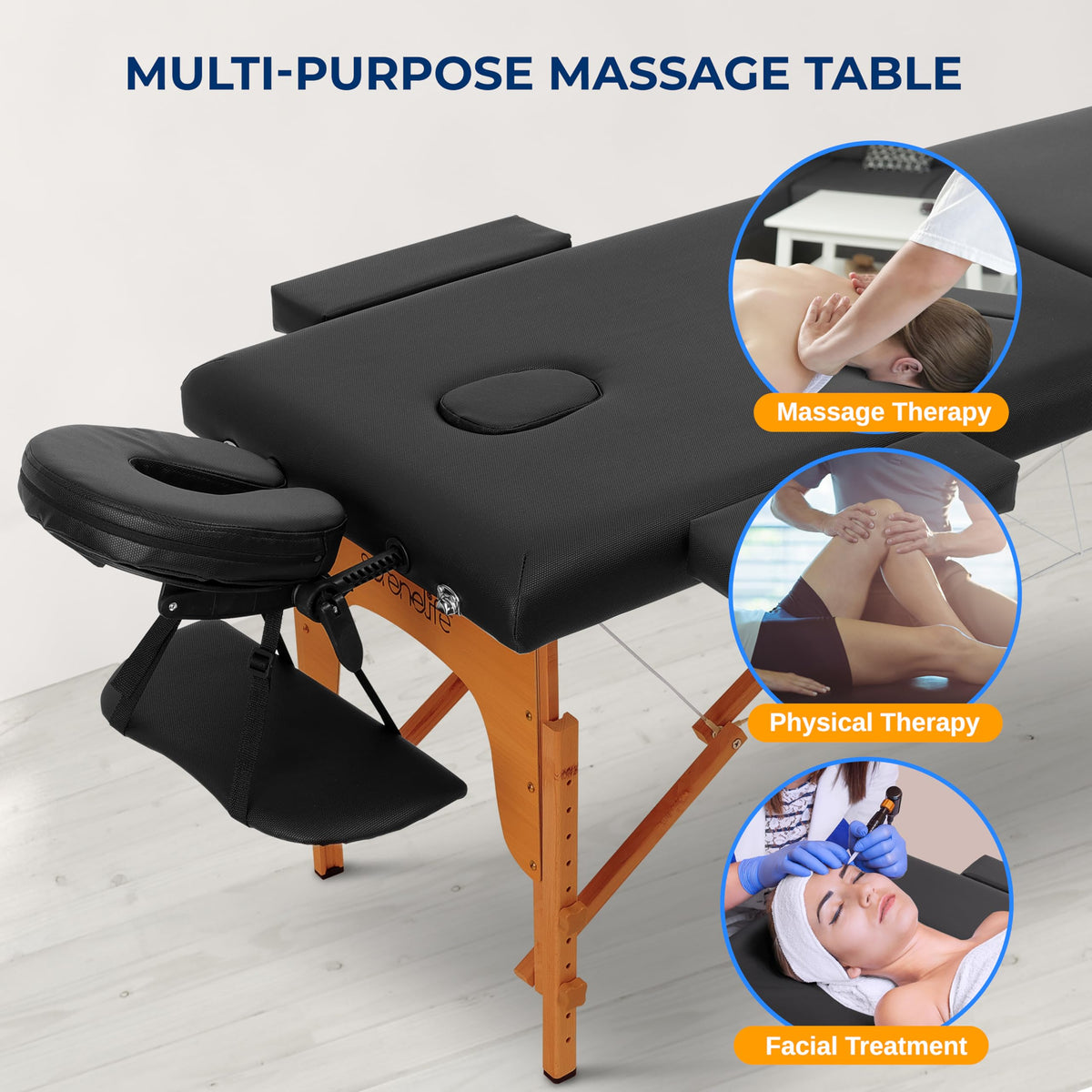 SereneLife Portable Massage Table side view showing foam padding