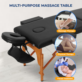 SereneLife Portable Massage Table side view showing foam padding