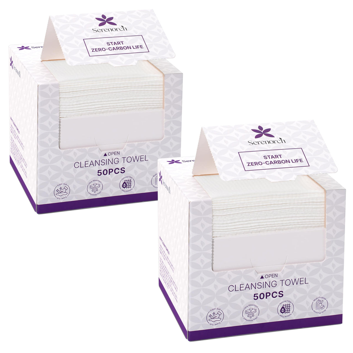 Serenorch Disposable Face Towels XL package front view