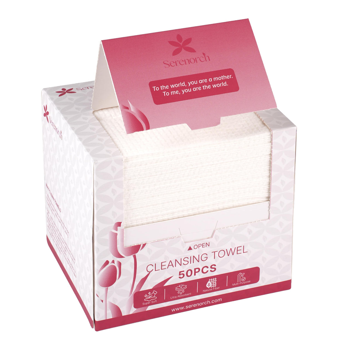 Serenorch Mother's Day Box Disposable Face Towels XL front view
