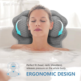 SetSail Bath Pillow with strong suction cups attached to a bathtub