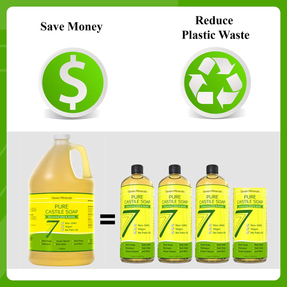 Seven Minerals Castile Soap 1 Gallon with organic oils