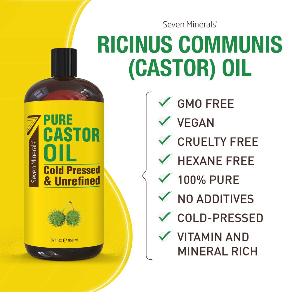 Seven Minerals Castor Oil bottle with essential oils