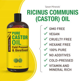 Seven Minerals Castor Oil bottle with essential oils