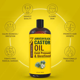 Seven Minerals Pure Jamaican Black Castor Oil 32 fl oz back view