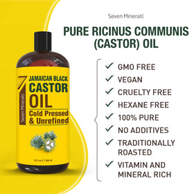 Seven Minerals Pure Jamaican Black Castor Oil 32 fl oz with essential oils