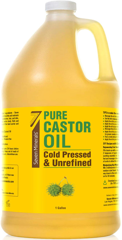 Seven Minerals Unrefined Castor Oil 128 fl oz front view