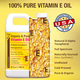 Seven Minerals Vitamin E Oil 32oz jug side view