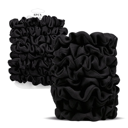 SEVEN STYLE 8PCS satin scrunchies set in blush and brown colours