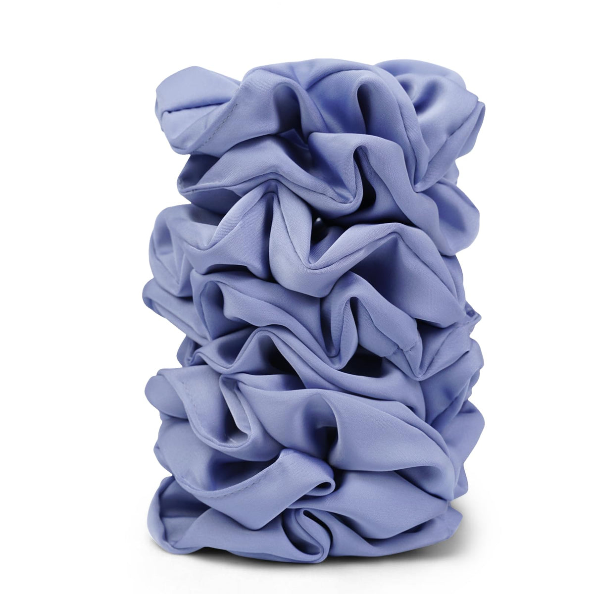 SEVEN STYLE blue satin scrunchies front view
