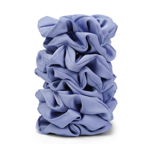 SEVEN STYLE blue satin scrunchies front view