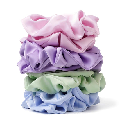 SEVEN STYLE pastel satin scrunchies 8PCS in assorted colours