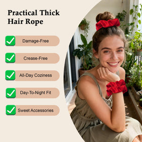 SEVEN STYLE red satin scrunchie in a ponytail