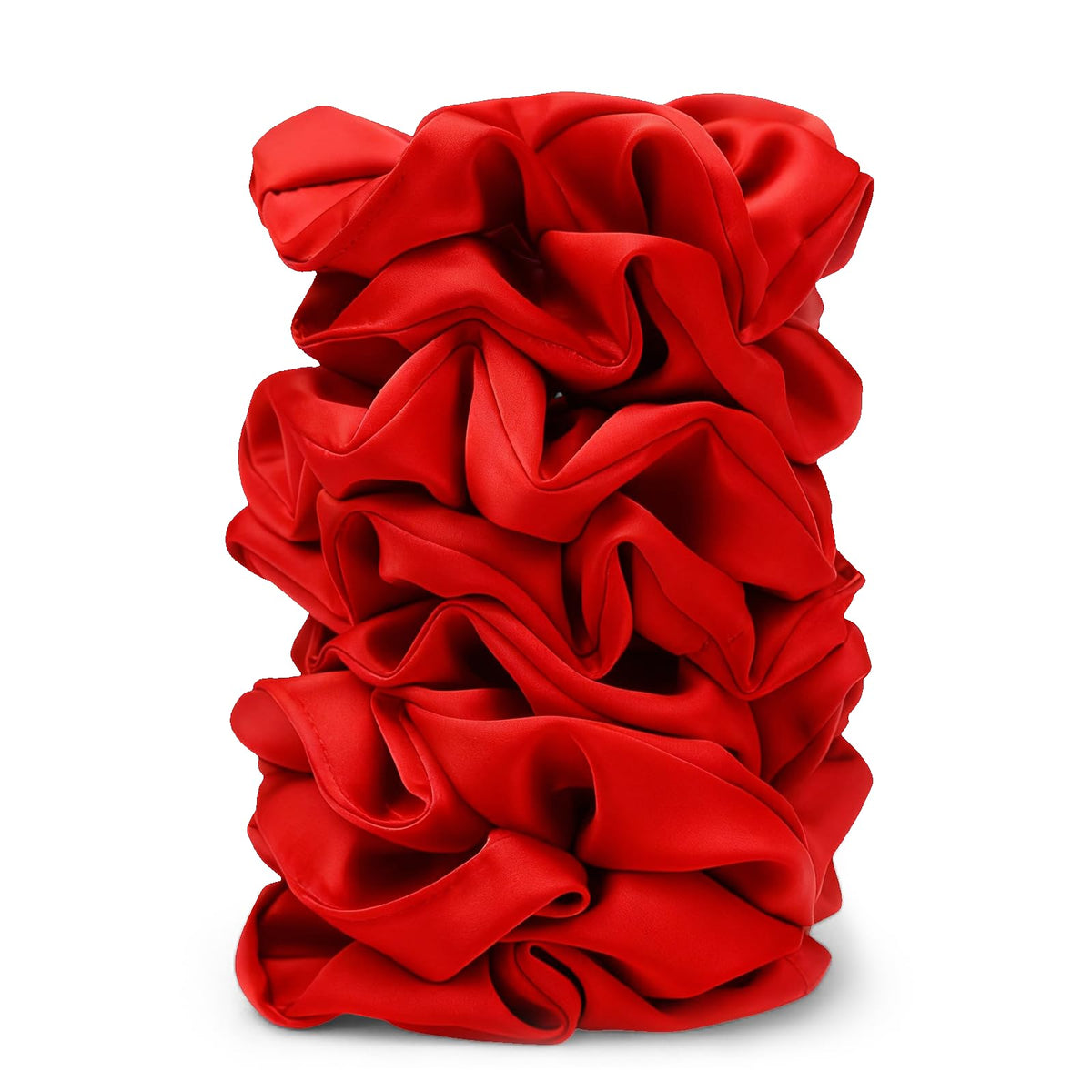SEVEN STYLE red satin scrunchies set of 8 front view