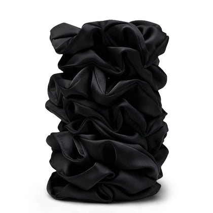 SEVEN STYLE Satin Scrunchies 8PCS black hair ties front view