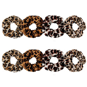 SEVEN STYLE satin scrunchies 8PCS leopard print front view