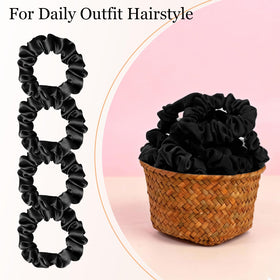 SEVEN STYLE satin scrunchies displayed on a flat surface