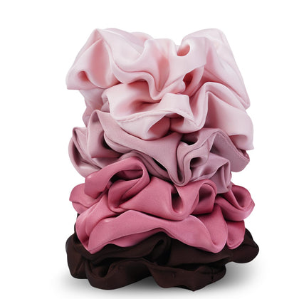 SEVEN STYLE Satin Scrunchies Set – 8PCS in blush and brown