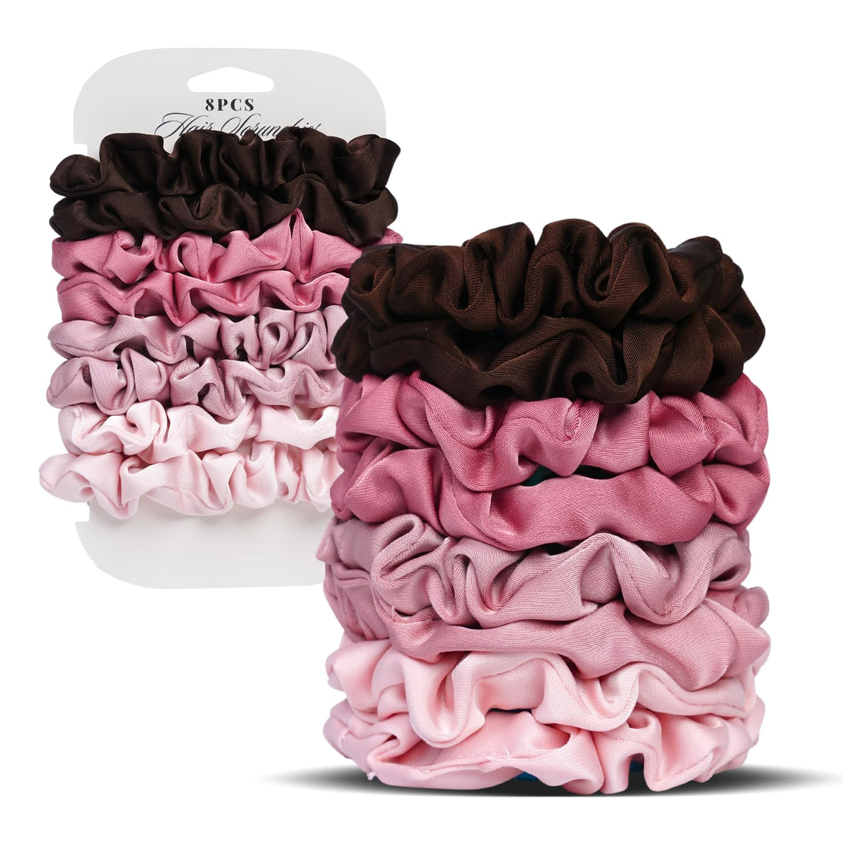 SEVEN STYLE Ultra-Petite Satin Scrunchies blush colour front view