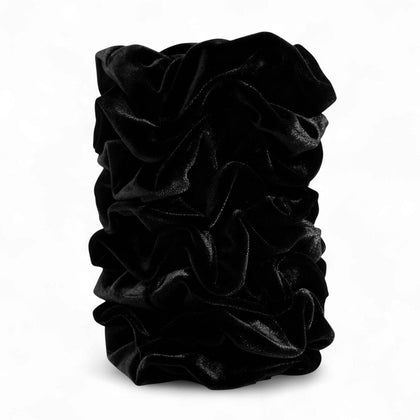 SEVEN STYLE Velvet Scrunchies 8PCS black set front view