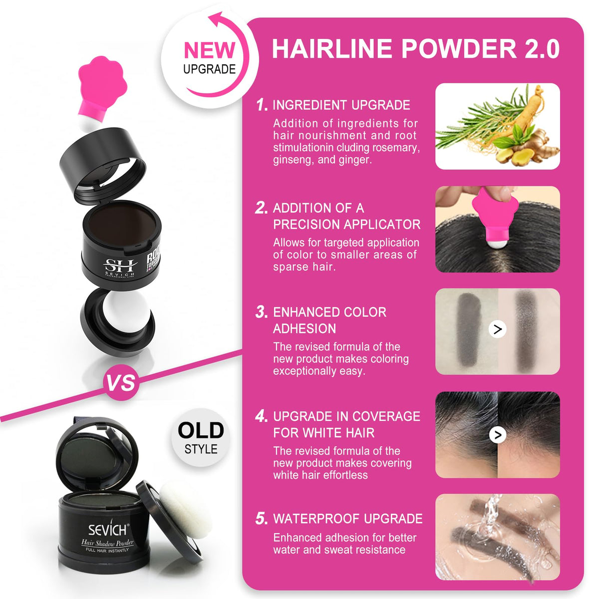 SEVICH Hairline Powder 2.0 Dark Brown application on hairline