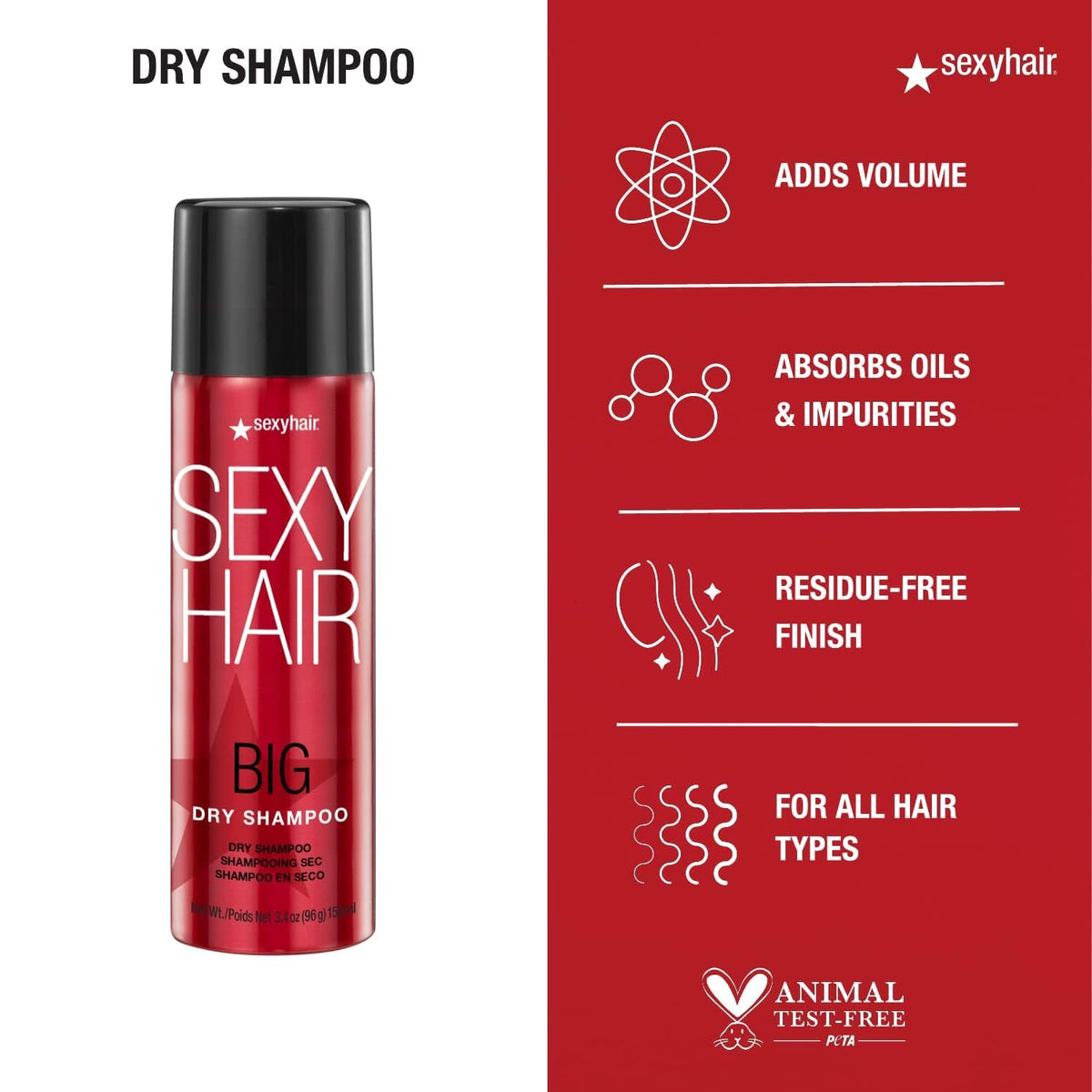 SexyHair Big Dry Shampoo 3.4 Oz with other hair care products
