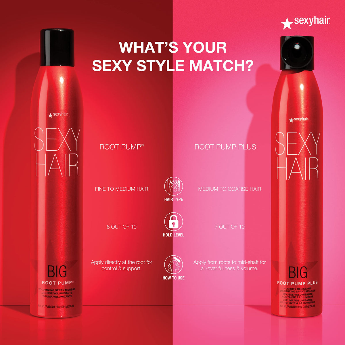 SexyHair Big Root Pump Mousse in use on styled hair
